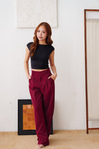 Clara Wide Legged Pants by Bash in Cherry Red