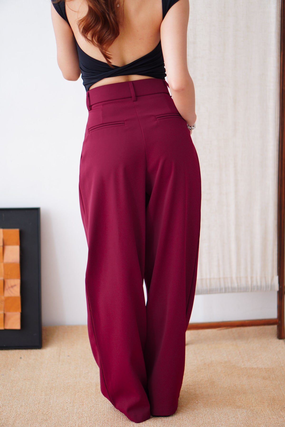 Clara Wide Legged Pants by Bash in Cherry Red