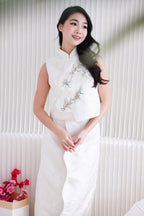 (Premium) Bai Lu Embellished 2 Piece Cheongsam Skirt Set in White