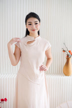 Zhi Yu Plain Cheongsam 2 Piece Skirt Set in Light Pink