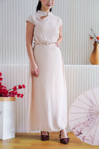 Zhi Yu Plain Cheongsam 2 Piece Skirt Set in Light Pink