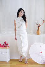 (Premium) Bai Lu Embellished 2 Piece Cheongsam Skirt Set in White