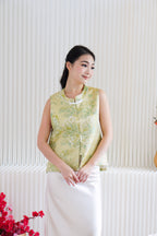 Ming Floral Cheongsam Vest Top in Green
