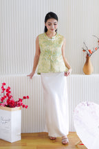 Ming Floral Cheongsam Vest Top in Green