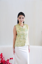 Ming Floral Cheongsam Vest Top in Green