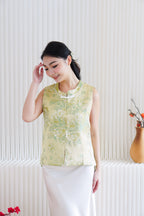 Ming Floral Cheongsam Vest Top in Green