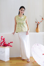 Ming Floral Cheongsam Vest Top in Green