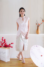 (Premium) Sui Jacquard Cheongsam Midi Skirt with Slit in Pink