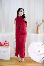 Mu Ning 2 Piece Cheongsam Skirt Set in Red