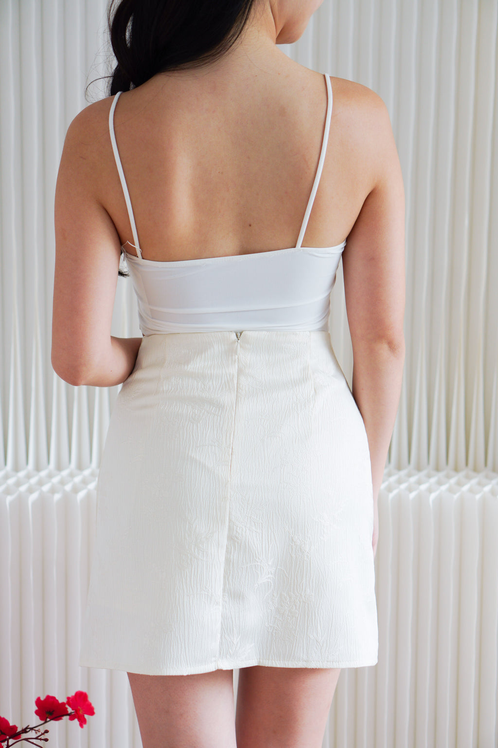 Feiya Cheongsam Mini Skirt in Cream