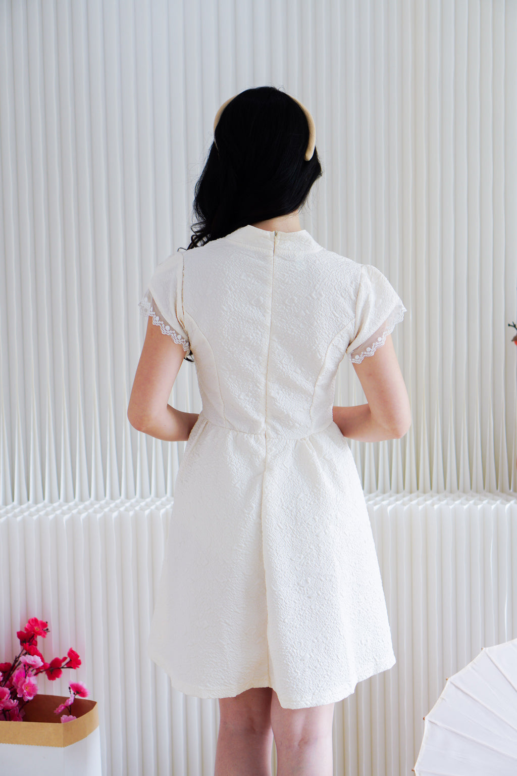 Kai Le Modern Cheongsam A-Line Mini Dress in Cream