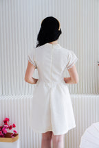 Kai Le Modern Cheongsam A-Line Mini Dress in Cream