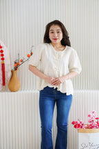 Xin Eyelet Lace Babydoll Top in Cream
