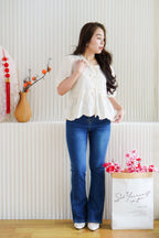 Xin Eyelet Lace Babydoll Top in Cream
