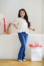 Xin Eyelet Lace Babydoll Top in Cream
