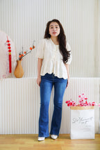 Xin Eyelet Lace Babydoll Top in Cream