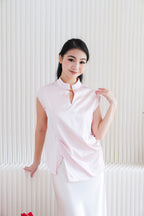 Ping Ni Cheongsam Satin Top in Pink