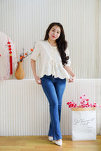 Xin Eyelet Lace Babydoll Top in Cream