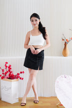 Feiya Cheongsam Mini Skirt in Black