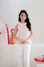 Xin Yao High Neck Peplum Top in Pink