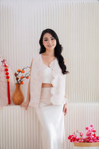Yu Wen Floral Scallop Edge Cheongsam Vest Top in Light Pink
