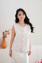 Yu Wen Floral Scallop Edge Cheongsam Vest Top in Light Pink