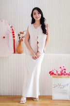 Yu Wen Floral Scallop Edge Cheongsam Vest Top in Light Pink