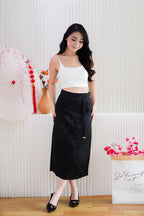 Cher Cheongsam Midi Skirt in Black