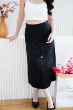 Cher Cheongsam Midi Skirt in Black