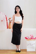 Cher Cheongsam Midi Skirt in Black