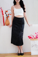 Cher Cheongsam Midi Skirt in Black