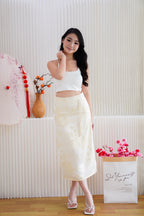 Cher Cheongsam Midi Skirt in Cream