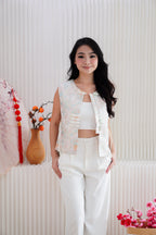 (BACKORDER) Ting Ning Cheongsam Vest Top in Cream
