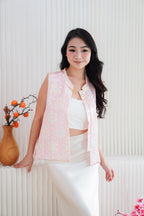 Fu Rou Floral Cheongsam Vest Satin Top in Light Pink