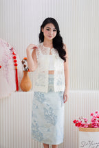Jadeia Eyelet Lace Sheer Cheongsam Vest Top in Cream