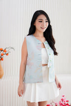 Shu Yu Floral Cheongsam Vest Top in Light Blue