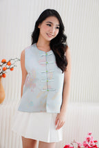 Shu Yu Floral Cheongsam Vest Top in Light Blue