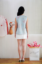 Shu Yu Floral Cheongsam Vest Top in Light Blue