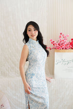 An Yao Floral High Neck Sleeveless Cheongsam in Blue