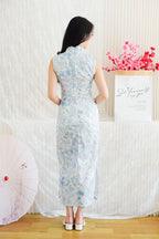 An Yao Floral High Neck Sleeveless Cheongsam in Blue