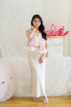 An Ya Jacquard Printed Vest Top with Ruffles in Pink