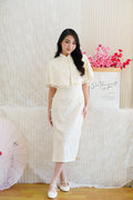 Shang Yi 2 Piece Set Short Sleeves Cheongsam with Cape in Cream White