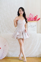 Kya Mini Bubble Cheongsam Tube Dress in Pink