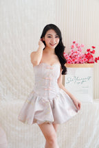 Kya Mini Bubble Cheongsam Tube Dress in Pink