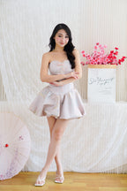 Kya Mini Bubble Cheongsam Tube Dress in Pink