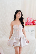 Kya Mini Bubble Cheongsam Tube Dress in Pink