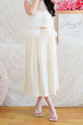 Wei A-Line Pleated Midi Skirt in Cream