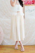 Wei A-Line Pleated Midi Skirt in Cream