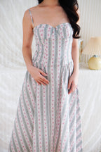 Mayfair Bustier Floral A-Line Dress in Light Green