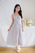 Mayfair Bustier Floral A-Line Dress in Light Green